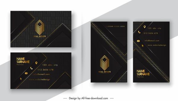 business card templates dark black design 3d logo