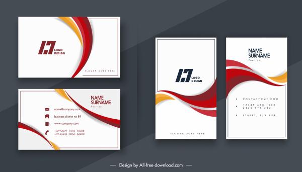 business card templates elegant bright dynamic curves decor