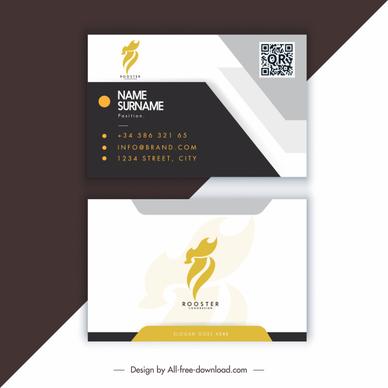 business card templates elegant dark bright rooster logotype