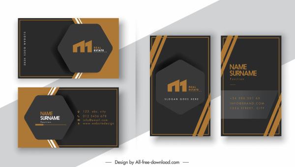 business card templates elegant dark design geometric tag