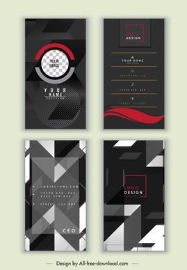 business card templates elegant dark geometric decor