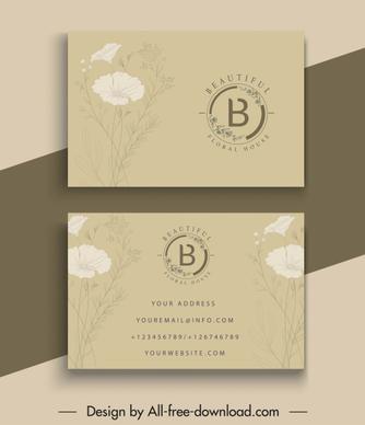 business card templates elegant petals decor dark classic