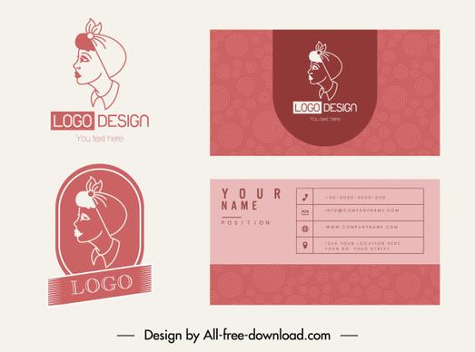 business card templates lady logotype classic handdrawn flat
