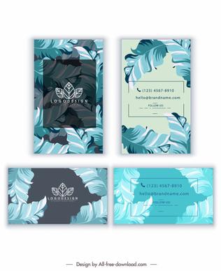 business card templates nature leaves decor colored classical