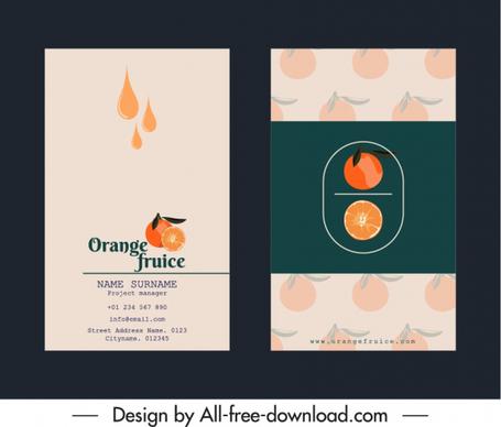 business card templates orange juice theme elegant classic