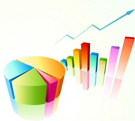 business chart templates colorful 3d pie column arrow
