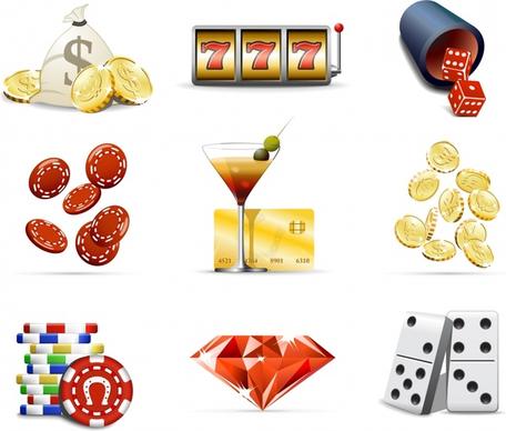 gambling design elements modern colored 3d objects icons