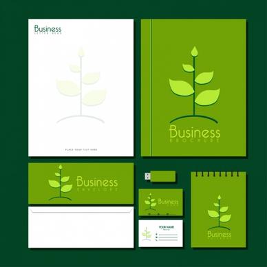 business identity sets green eco design tree icon