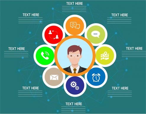 business infographic design colored circles elements style
