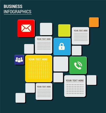 business infographic design including interfaces and squares