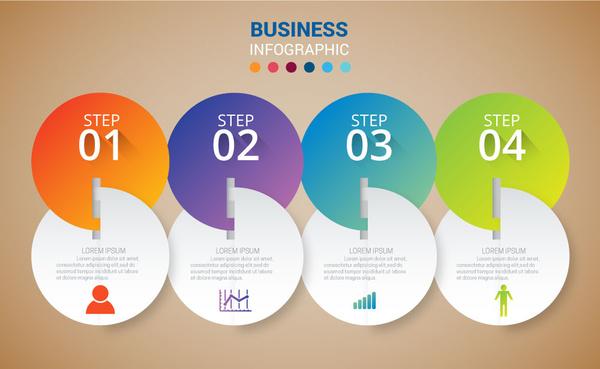 business infographic design with 3d inserted circles