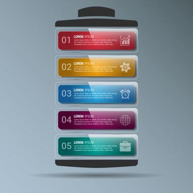 business infographic template shiny horizontal colorful stack style