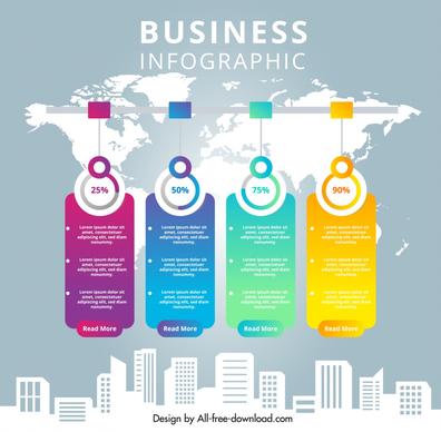 business infographics template flat silhouette building global scene 