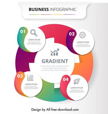business infographics template symmetric circles