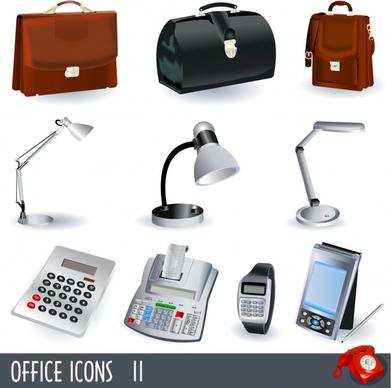 office elemtns icons modern 3d design