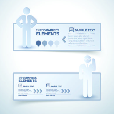business people and infographic elements banner
