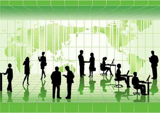 business background modern 3d green design silhouette icons