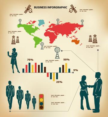 business people with business infographics design vector