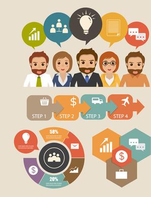 business people working vector templates set