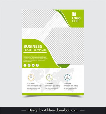 business poster template elegant bright checkered global map