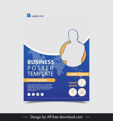 business poster template flat global map checkered geometry
