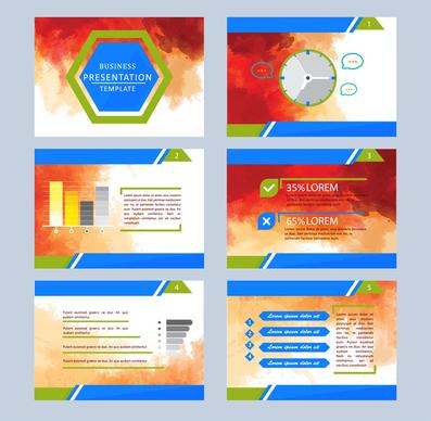 business presentation template illustrations with colorful abstract background