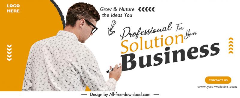 business promotion banner template realistic handdrawn texts decor