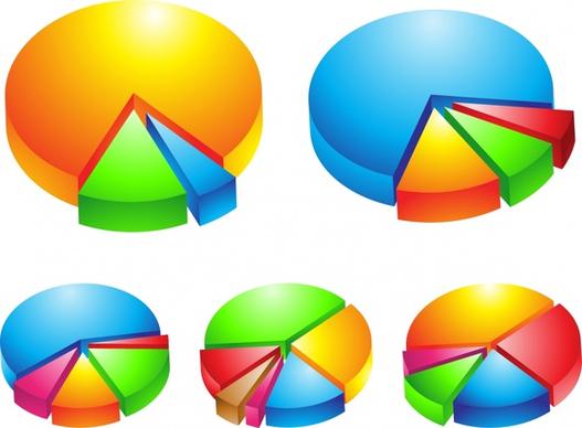 pie charts templates colorful 3d design