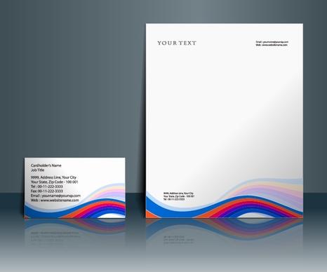 corporate identity templates modern colorful waving lines decor