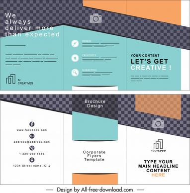 business trifold brochure template modern colored checkered decor