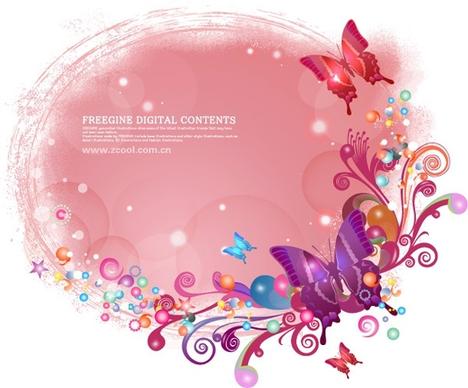 butterflies and colorful background pattern vector