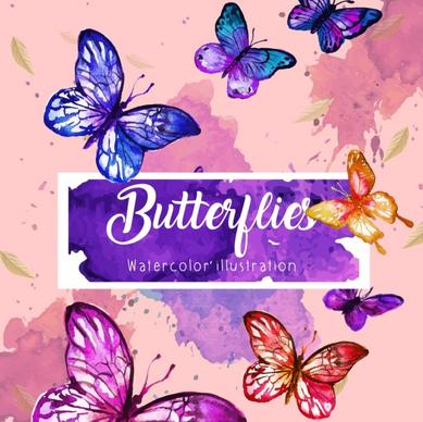butterflies background colorful grunge watercolor decoration