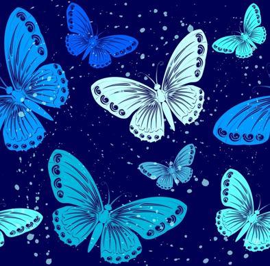 butterflies background dark blue decoration
