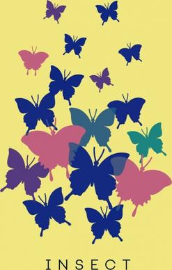 butterflies background multicolored flat ornament