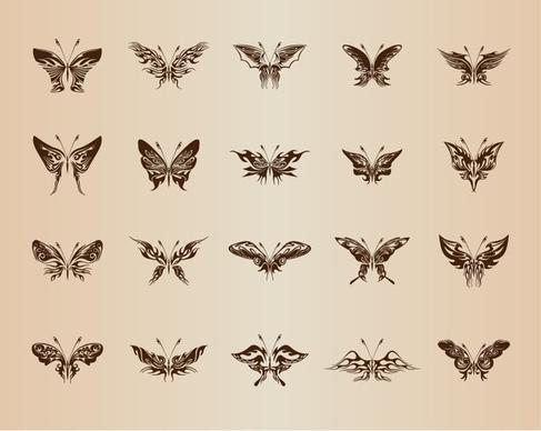 butterflies for design vector set