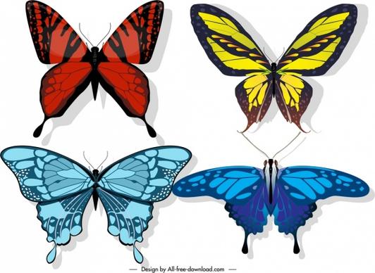 butterflies icons colors blend decor