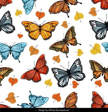 butterflies pattern colorful design leaves decor