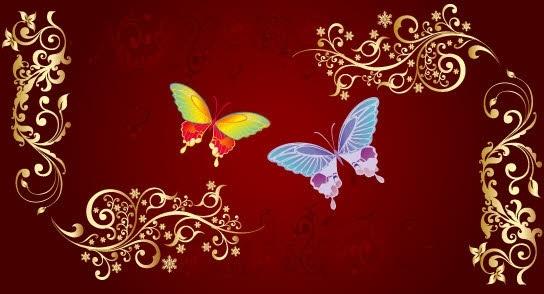 Butterfly and flowers vector