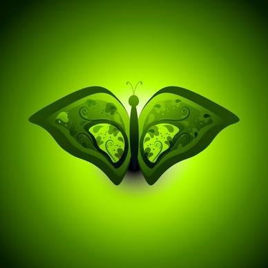butterfly artistic styles green colorful vector background