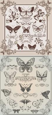 butterfly floral border vector