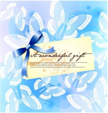 butterfly pattern background card template vector 1