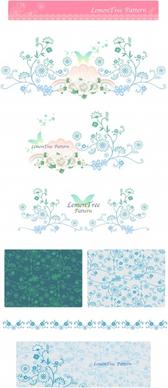 flowers pattern design elements classical seamless curves ornament