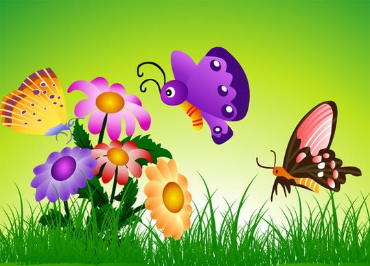 butterfly with flowers background