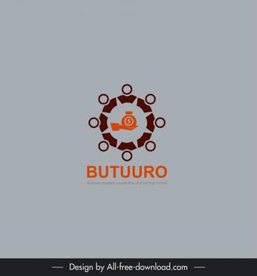 butuuro logo template symmetrical circle decor silhouette hand money bag sketch