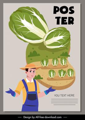 cabbage advertising poster farmer field agricultural products sketch