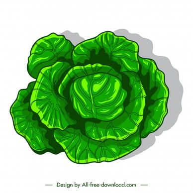 cabbage icon classical green  handdrawn outline 