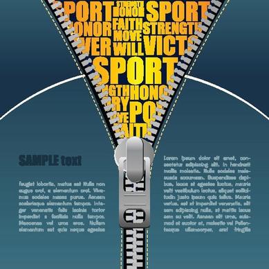 sports background various texts colored zipper decoration