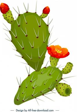cactus icon colorful 3d thorns decor