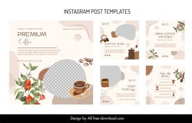 cafe instagram post templates classic flowers checkered decor