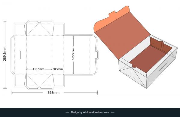 cake box packaging design elements flat die cut model 3d sample sketch